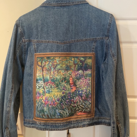 One-of-a-Kind Upcycled Denim Jacket Claude Monet - Picture 8 of 8